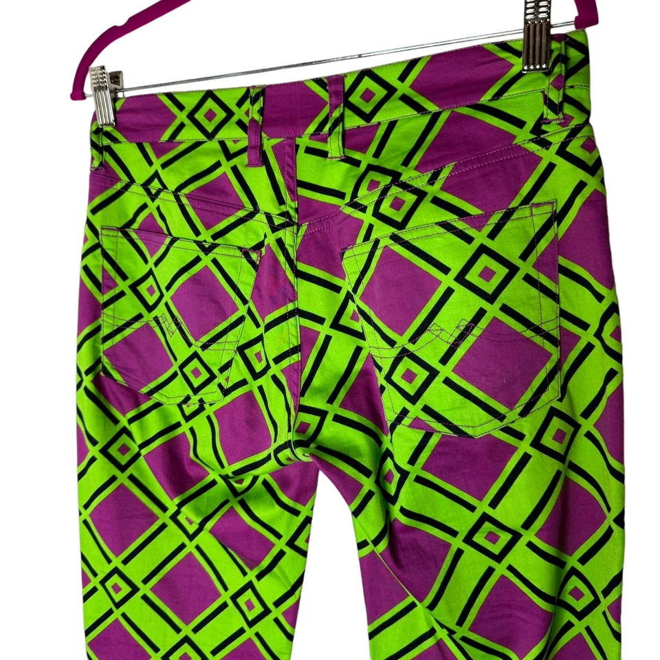Calça de golfe feminina Loudmouth verde roxo diamante 4 - Imagem 4 de 4