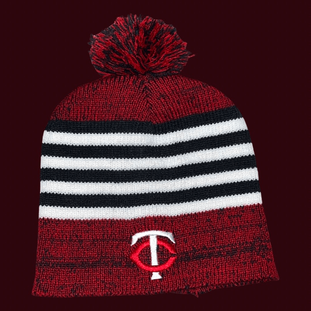 MLB Minnesota Twins Red Navy White Pom Pom Knit Beanie by Fanatics
