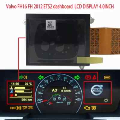 4 inch LCD Display for Volvo FH4 FH16 ETS2 FM FMX Euro 5 & 6 Instrument Cluster