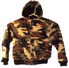 Vtg Walls Blizzard Pruf Jacket Duck Camo Insulated Hooded Bomber Sz Youth XL Reg