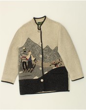 Giesswein Womens Graphic Overcoat Eu 40 Medium Grey Colourblock Winter Ag10