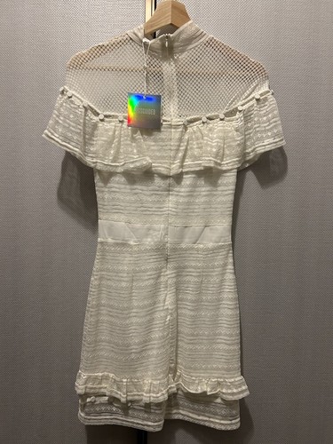 Missguided Petite Lace Button Detail Mini Dress in White Size 2 XS - Picture 2 of 4