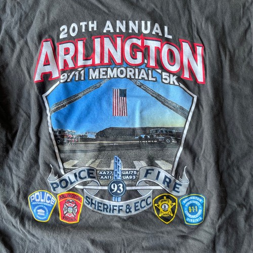 9/11 Tribute Shirt L/S Pentagon Arlingon L Gray Remember Fire Police 5K Race VA - Picture 3 of 4