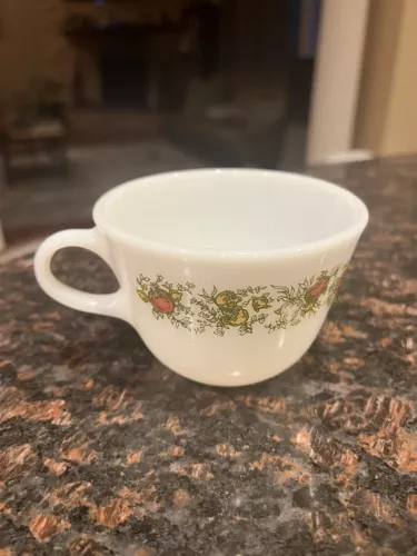 Vintage Pyrex Milk Glass Spice of Life Coffee Tea Mug Cup