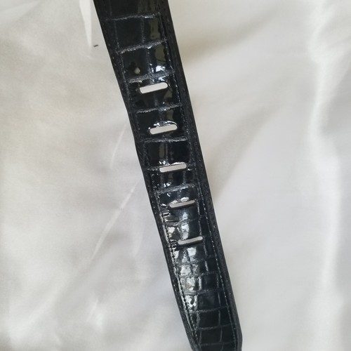 Vintage Carlisle Belt Black Size XS 1.5" Wide Leather Croc Pattern USA made - Picture 4 of 10
