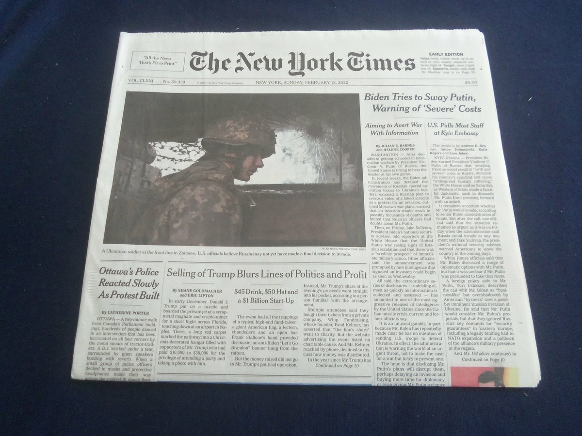 2022 FEBRUARY 13 NEW YORK TIMES -BIDEN TRIES TO SWAY PUTIN
