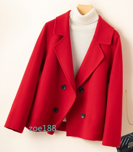 Doppelseitiger Kaschmir Mantel Damen Kurz High End Locker Wolle Trenchcoat Gr. - Bild 17 von 30