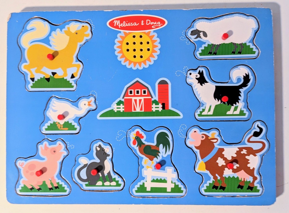 Melissa Doug Farm Animals Sound Puzzle Pieces Pre-Owned Tested Works Toy
