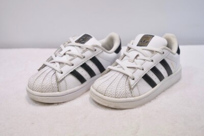 Adidas Superstar Sneakers White With Laces Size 9 Kids | eBay
