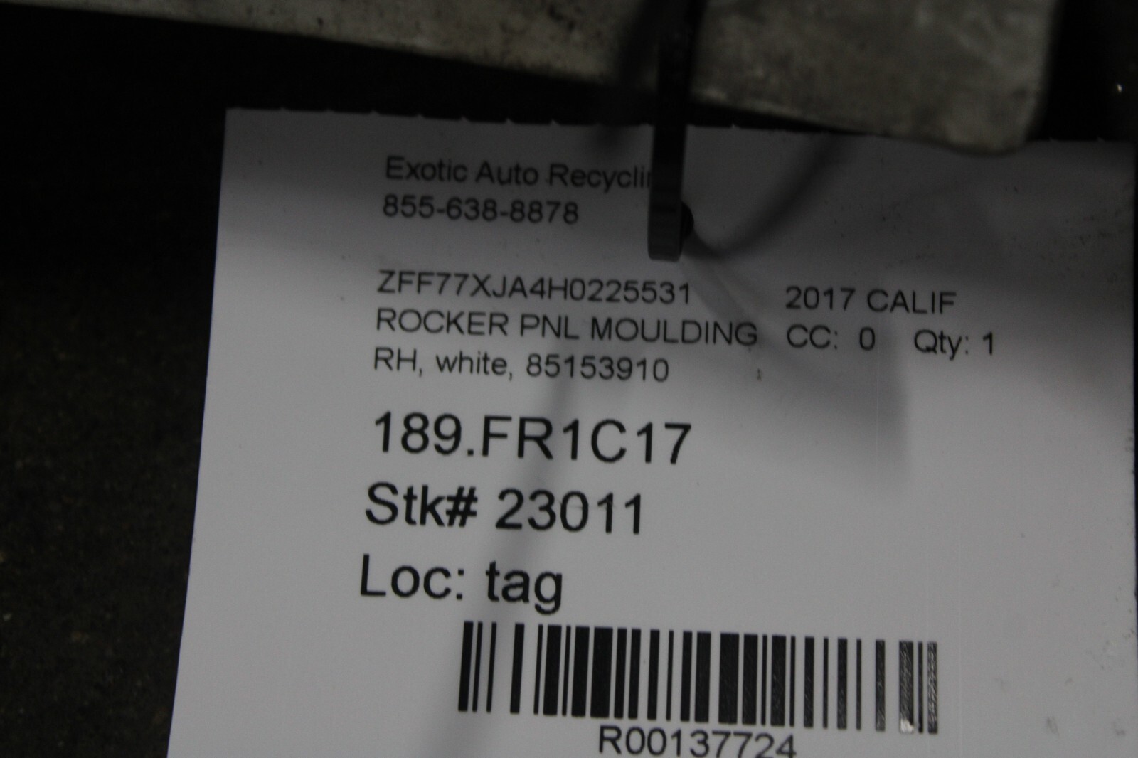 Ferrari California T, RH, Right, Rocker Panel Moulding, Used, P/N 85153910