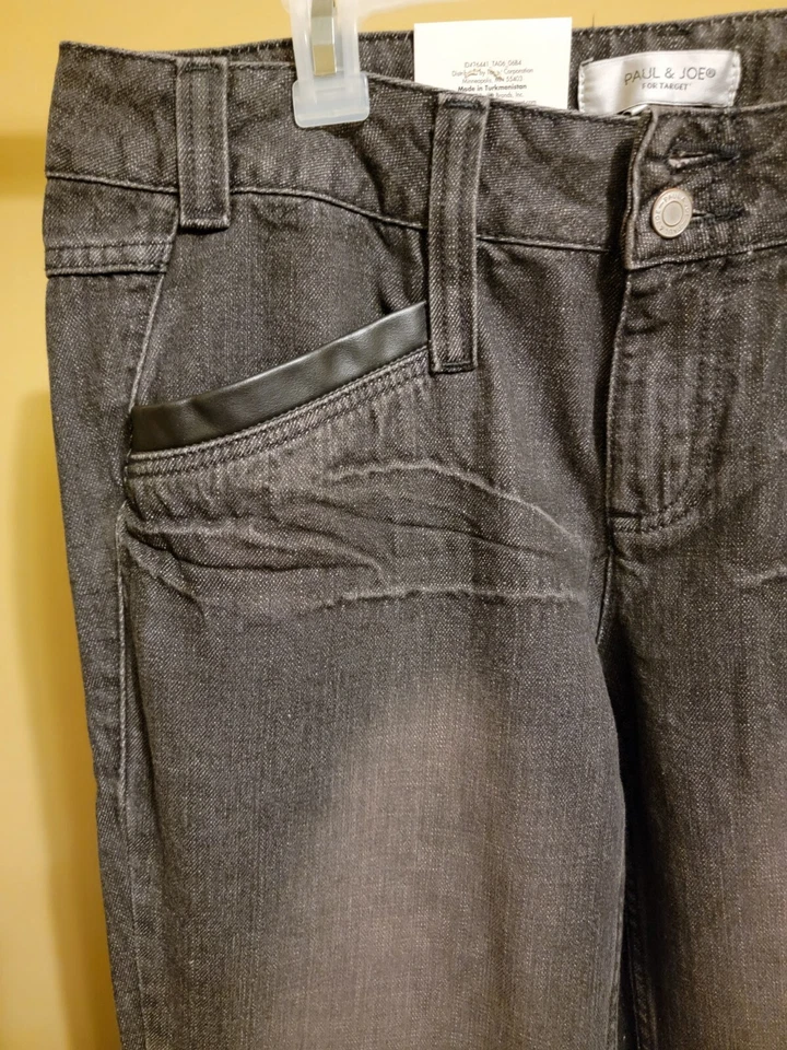 Новый с Ярлыками Paul & Joe женщин черный твердого 100% хлопок прямые штанины джинсовой ткани джинсы размер: 15 - Изображение 2 из 4