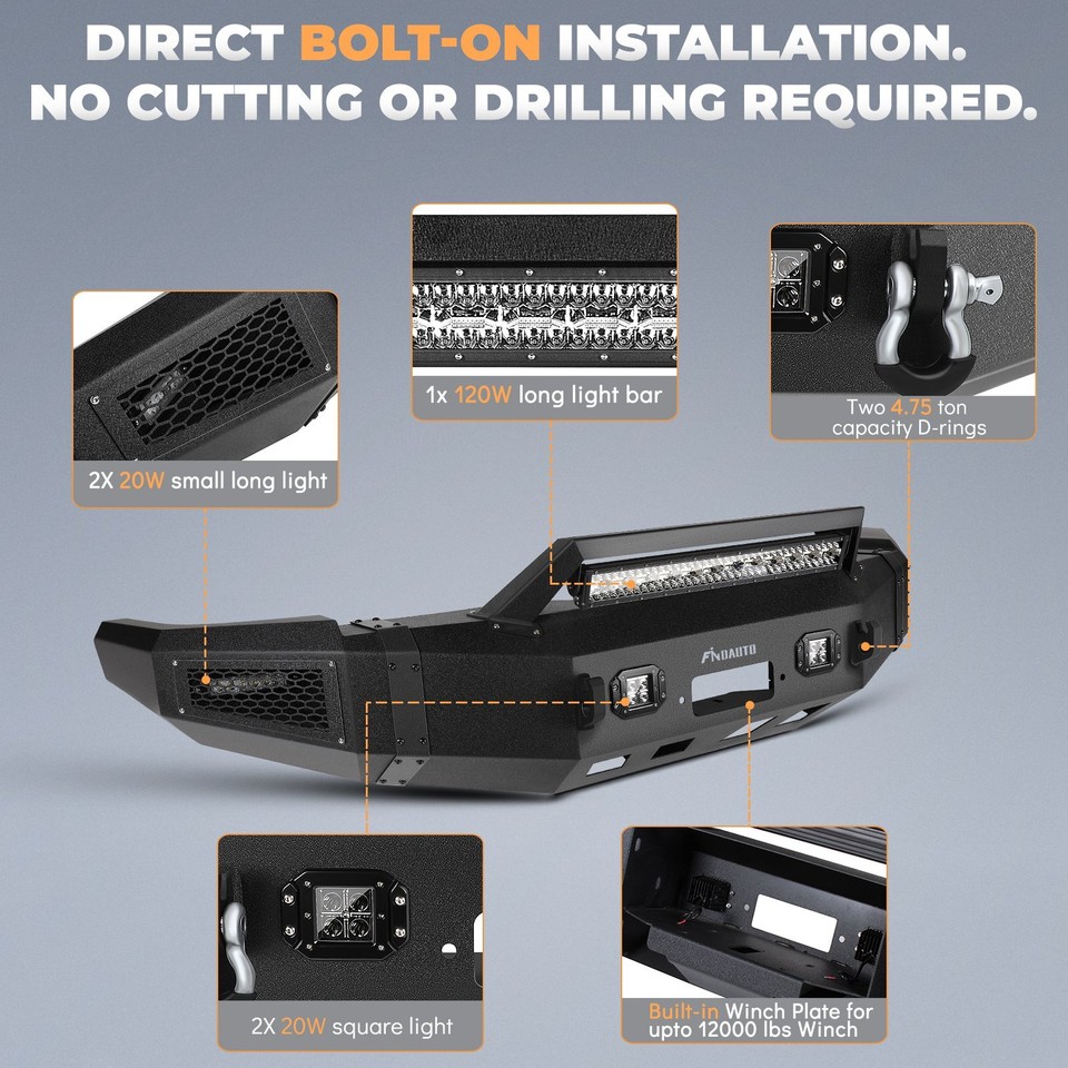 Fits for 20102018 Dodge Ram 2500 3500 Front Bumper w/ Dring & Winch