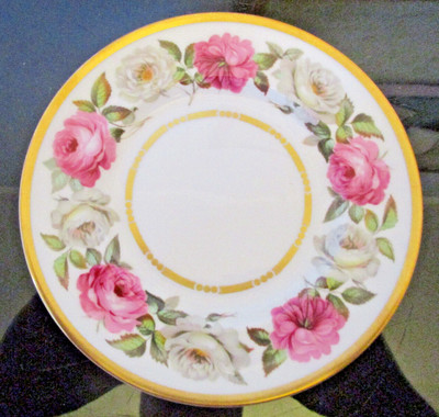 12 Vintage Royal Worcester Royal Garden Pink White Rose Gold Gilt Bread Plates!