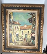 original Oil painting on canvas BRASSO  double framed signed  28x 24 MCM