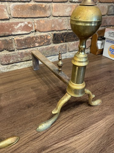 Paar antike Vintage Federal Style Messing Kamin Andirons - Bild 5 von 24