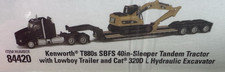 HO 84420 Diecast Masters Kenworth Sleep Cab Tactor w/ Lowboy Trailer  Excavator