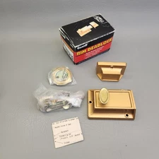 Guard Rim Dead Lock Bolt Inside Surface Mount Single Cylinder Gold Tone 505B