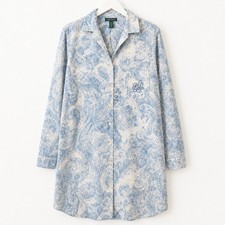 Lauren Ralph Lauren Blue White Paisley Sleep Shirt / Nightshirt - Size XL