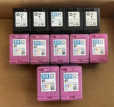 Lot Of 12 Genuine HP 61 Empty Ink Cartridges, Virgin, 7 Color, 5 Black