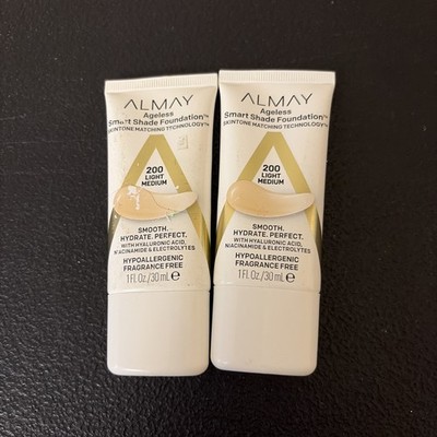 Almay 2-PACK Ageless Smart Shade Liquid Foundation Makeup, 200 Light medium