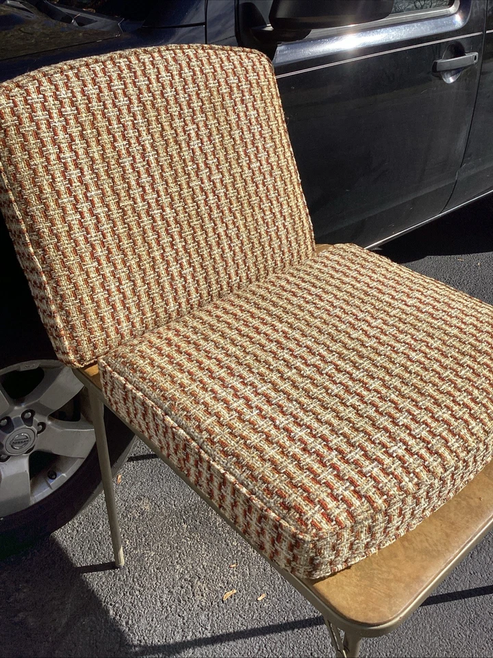 Cojín de asiento de silla MCM vintage años 60 70 *Cojín solo CHAISE patrón loco ZZ Foto 4 de 4