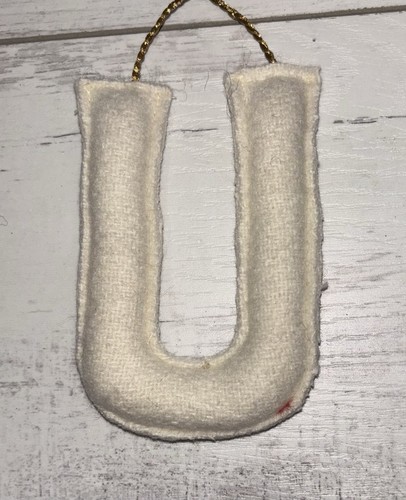 Wondershop Embroidered Fabric Monogram Letter “U” Christmas Ornament - NEW - Picture 3 of 5