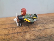 BANDAI F-100 PILOT AIRPLANE TIN WIND UP TOY 1950s WORKS JAPAN 