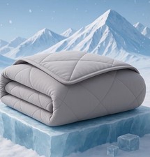 ZonLi Lightweight Mist Gray Cooling Blanket for Hot Sleepers, 90"x90" Queen New
