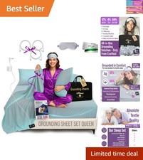 Grounding Sheet Set - Queen Size, Cloud Gray Fitted  Flat Sheets with Pillow...