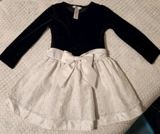 Girls George Velvet tulle lace Christmas fancy dress size 3T Black  White