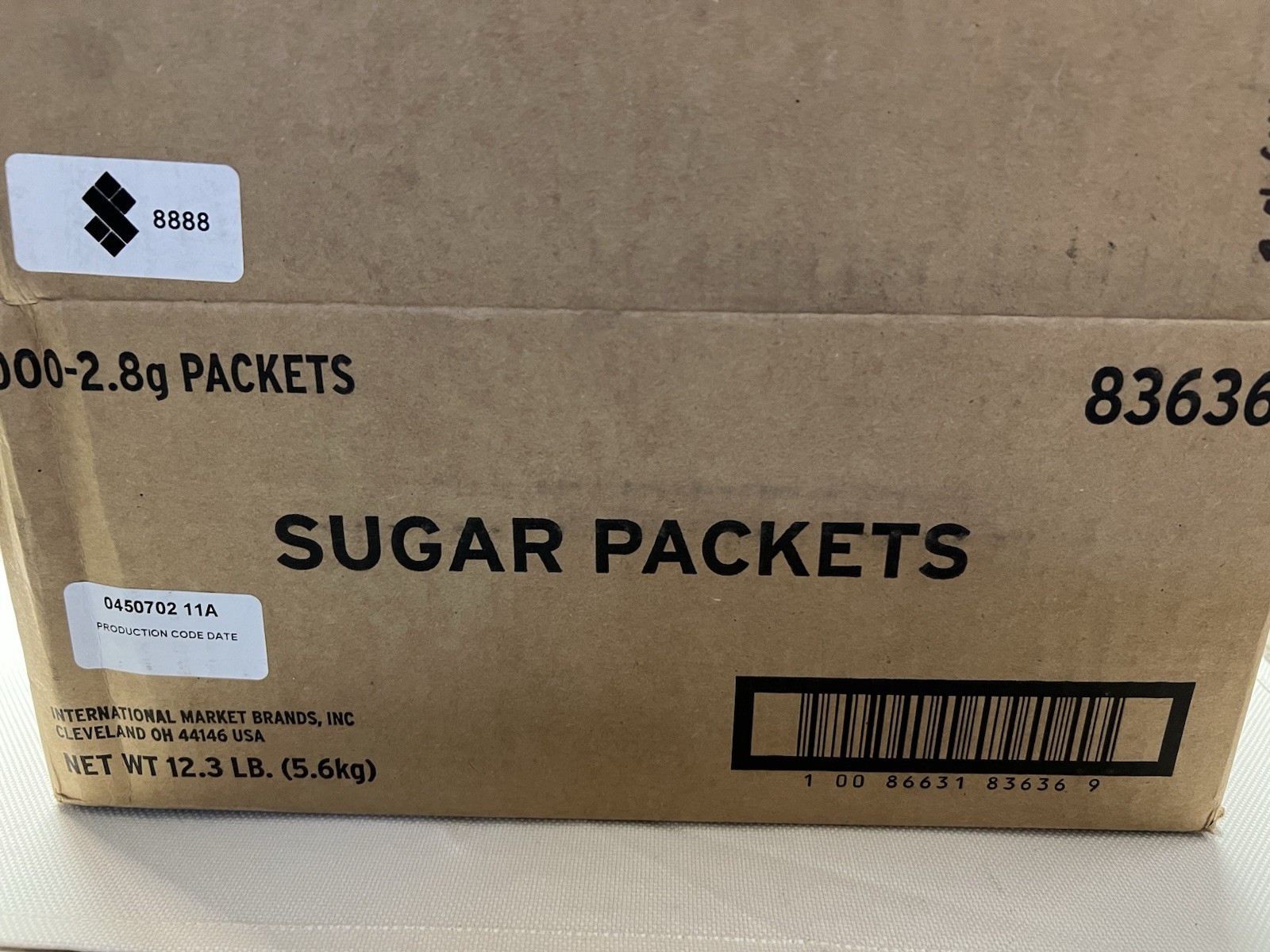 Sugar Packets 2000 Count 2.8g 83636