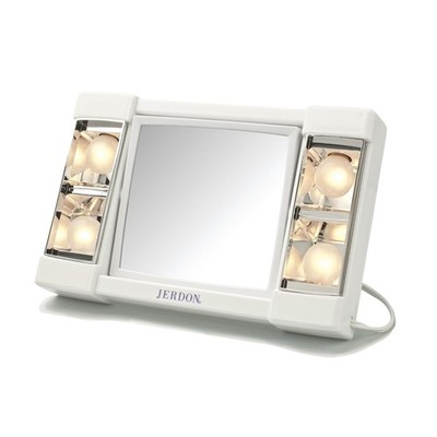 JERDON Two-Sided Makeup Mirror with Lights - Vanity Mirror with 3X Magnificat...