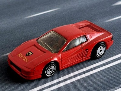 1986 Mattel Hot Wheels Ferrari Testarossa, Red Malaysia Metal Base