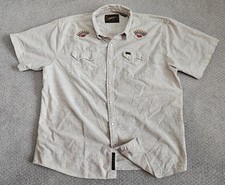 Howler Bros XL Short Sleeve Pearl Snap Shirt Beige Embroidered Western Sun