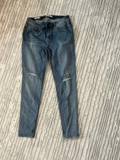 Vigoss Women's Size 29 Medium Wash Mid Rise Distressed Jagger Skinny Blue Jean