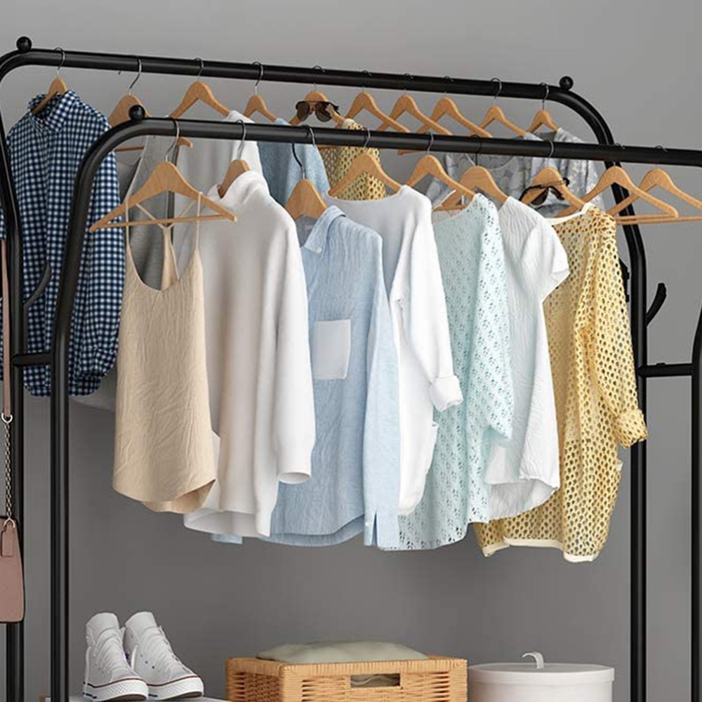 Double Rod Clothing Rack Heavy Duty Clothes Rack Hanging Garment