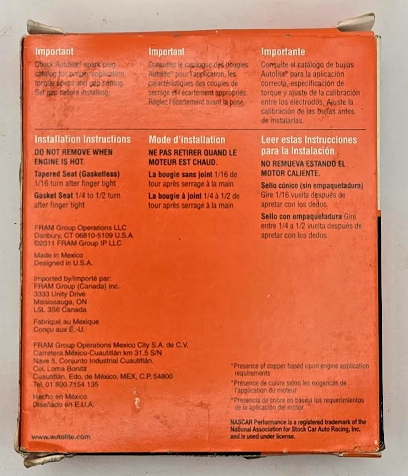 Автолитовые свечи зажигания No 5224 стандартный наконечник новый из старых запасов 4 упаковки медный сердечник - Изображение 2 из 2