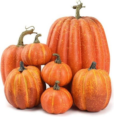 Set mit 7 künstlichen Kürbissen - Herbstdekoration für Halloween, Erntedank