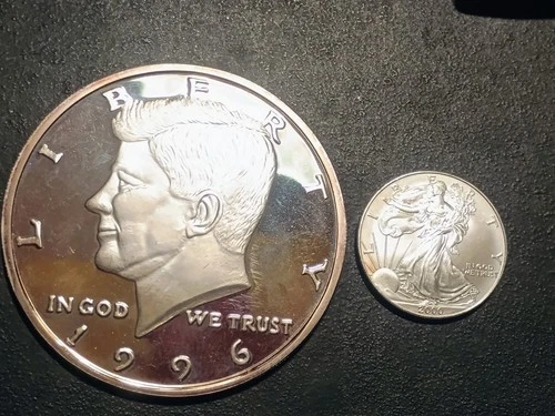 Proof 6 Troy Oz .999 Fine Silver Kennedy Half Bullion Round 1/2 Troy Pound