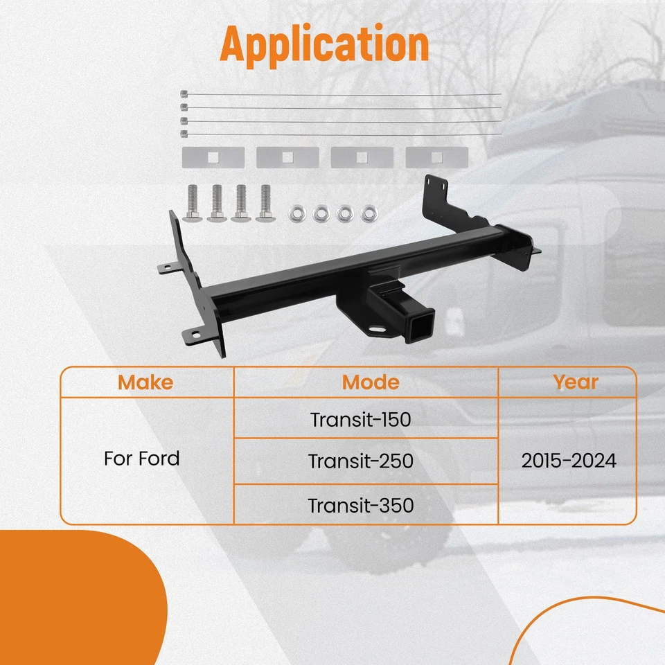 Class 4 Trailer Tow Hitch 2" Receiver for Ford Transit 150 250 350 2015-2024 Foto 2 de 4