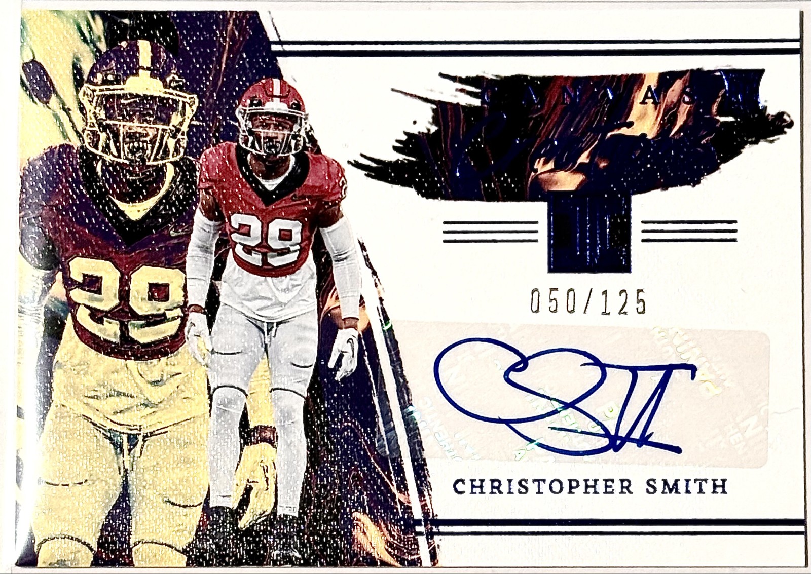 Christopher Smith Panini Chronicles Draft Picks Impeccable Canvas Creations Autographs #CCCSM Blue