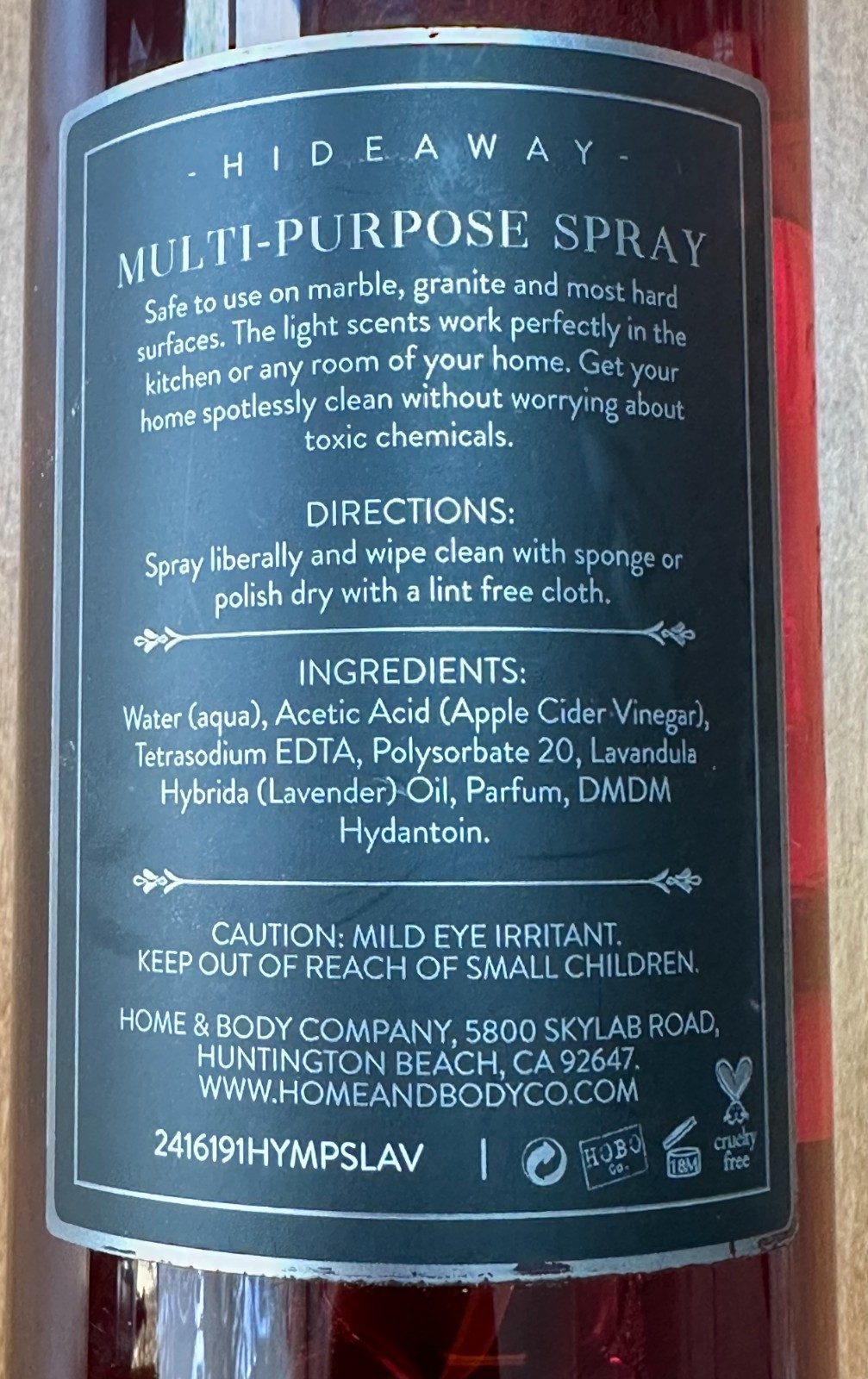 HIDEAWAY Home Kitchen Odor Refresher Cleaner Spray  946ml FRENCH LAVENDER