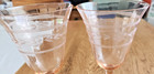 2 VTG Watermelon Goblets Pink & Uranium Green 6 1/2" Depression Cut Glass — photo 3