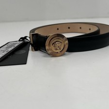 575 Versace Medusa Belt Leather Gold Buckle Belt Women 65 cm /26 Inches Size S