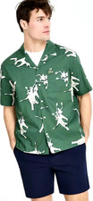Camisa Lacoste René Calce Relajado Talla L Verde con Estampado Retro Jugador de Tenis $140 Nueva con Etiquetas