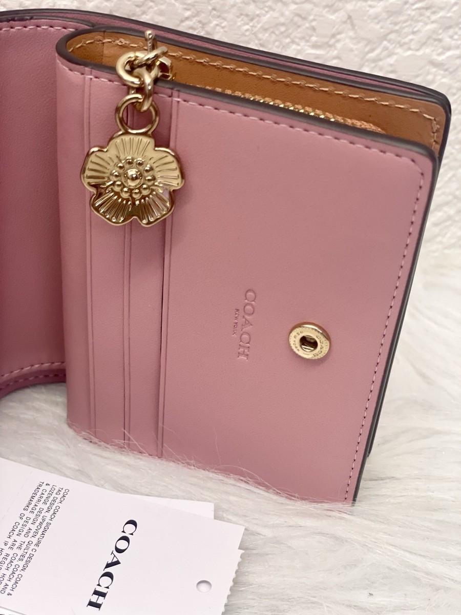 NWT Coach CEC34 Snap Wallet in Signature Canvas & Leather Powder