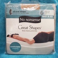 NO Nonsense Great Shapes BodyShaping Pantyhose Size D Beige Mist 210-260 Lbs