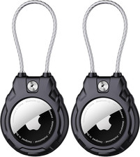 for Airtag Holder with Wire Cable, 2 Pack Ultra-Durable Lockable Case for App...