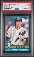2025 TOPPS HERITAGE BLACK BORDER #406 BEN RICE PSA 8