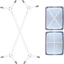 Bed Sheet Straps, Adjustable Durable Holder Straps with Metal White 